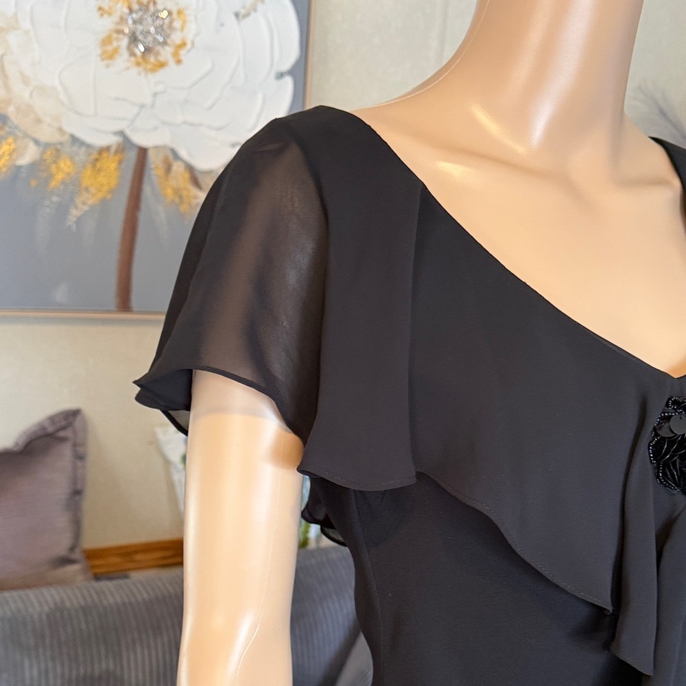 Black Ruffle-Front Women’s Dress - Picture 6 of 15